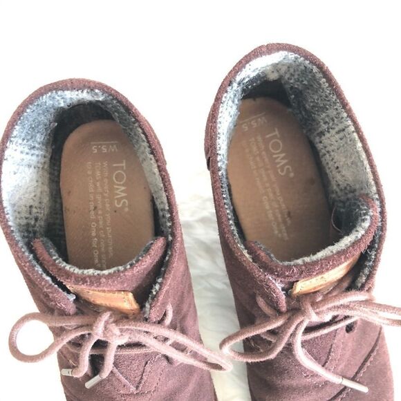 TOMS Chocolate Brown Desert Wedge Booties size 5.5 - Picture 5 of 6